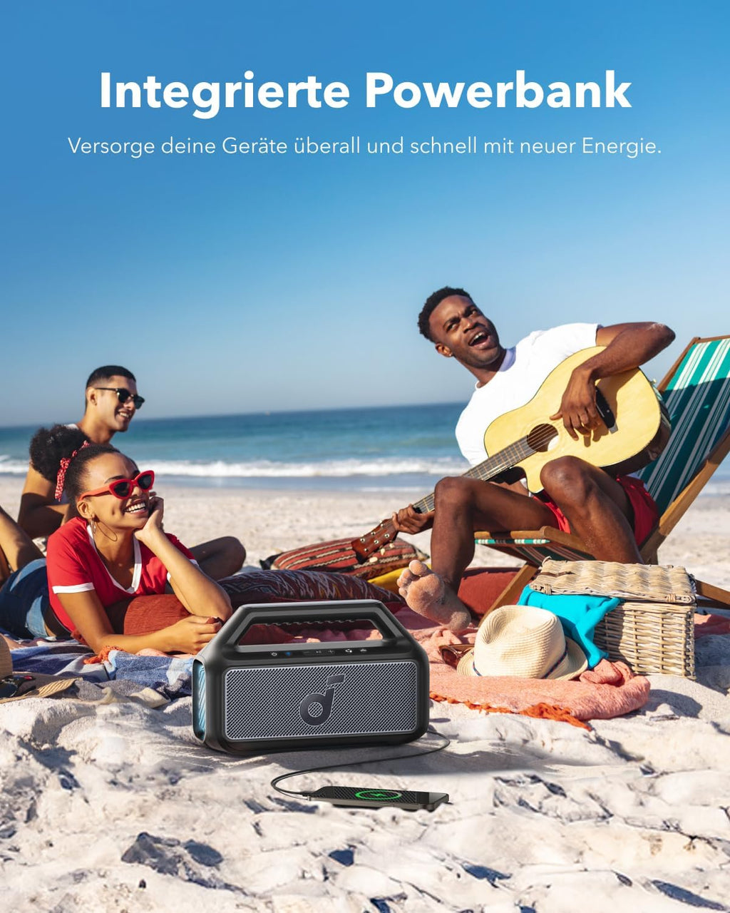 soundcore by Anker Boom 2 Outdoor Speaker, 80 W, Subwoofer, BassUp 2.0 | 24h Battery, IPX7 Waterproof & Floats, LED Light, EQ, BT 5.3, Mobile Bluetooth Speaker, Camping, Beach, Garden