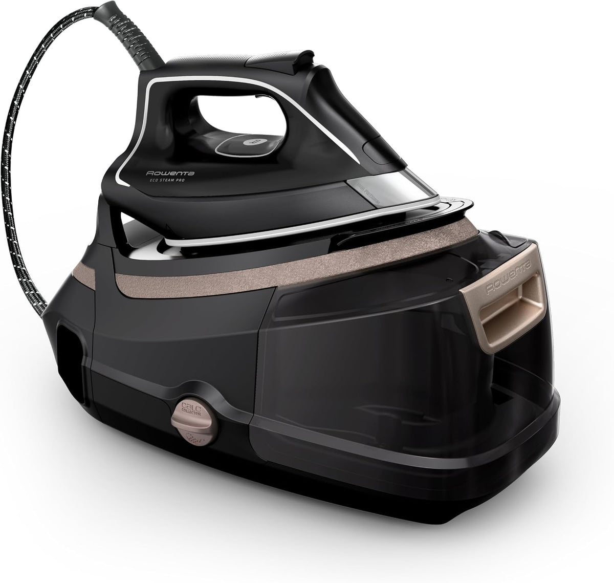 Rowenta Eco Steam Pro Dampfbügelstation, 2800 Watt, 8 bar Dampfdruck, 580 g/Min. Dampfstoß, 150 g/Min. kontinuierliche Dampfabgabe, Eco-Modus, 5 Einstellungen, 1,3l Wassertank, schwarz/beige, DG9640F0