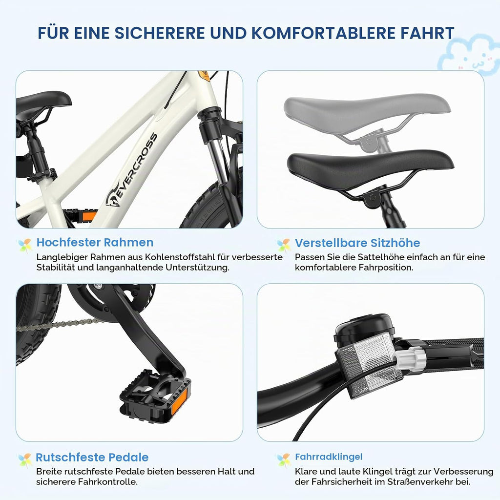 EVERCROSS EM5 20 Zoll Kinderfahrrad Mountainbike, 7-Gang MTB für Jungen & Mädchen (120-160cm), Leichtgewicht (15 kg) mit Federgabel & Dual-Scheibenbremsen,Höhenverstellbarer Sattel, Tragkraft bis 80kg