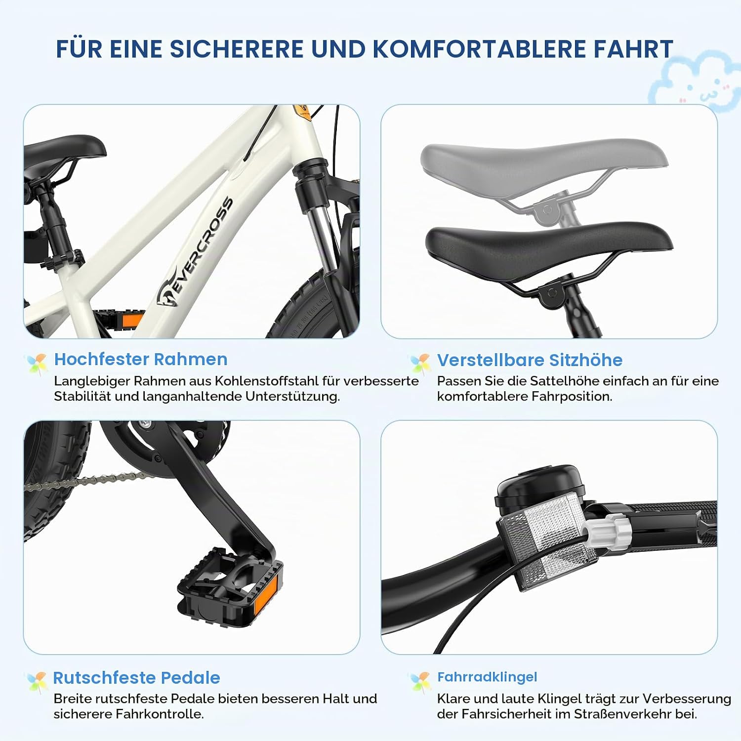 EVERCROSS EM5 20 Zoll Kinderfahrrad Mountainbike, 7-Gang MTB für Jungen & Mädchen (120-160cm), Leichtgewicht (15 kg) mit Federgabel & Dual-Scheibenbremsen,Höhenverstellbarer Sattel, Tragkraft bis 80kg