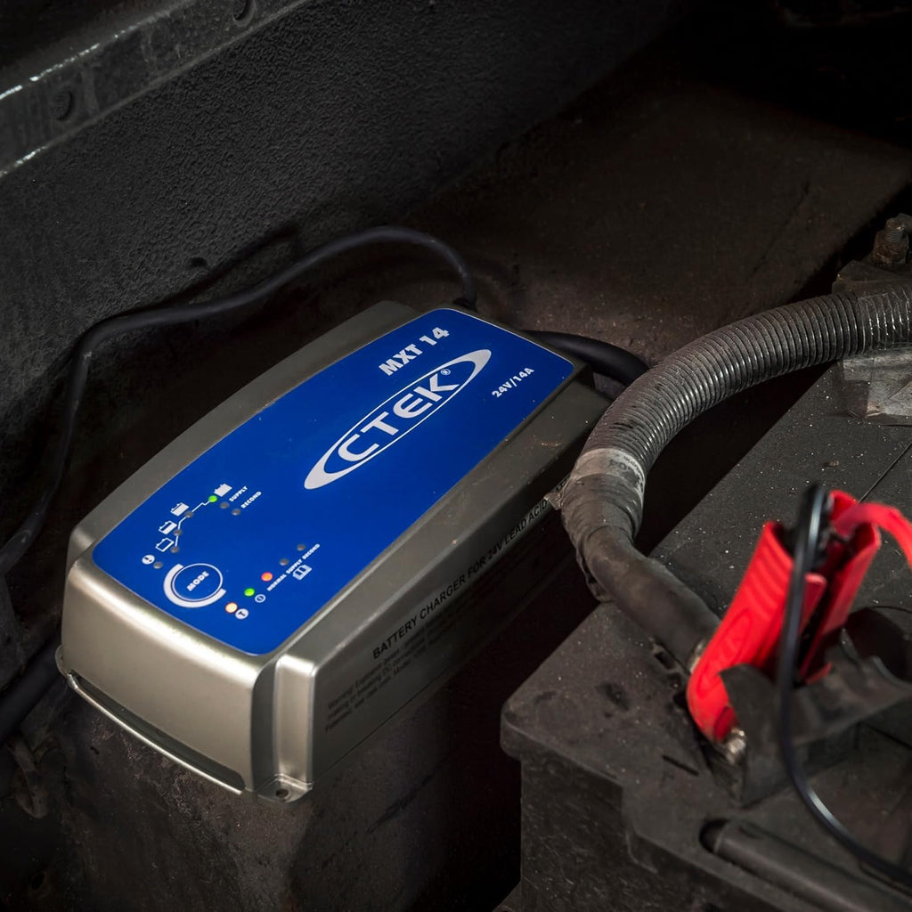 CTEK MXT 14 Professionelles Batterieladegerät 24V und Stromversorgung, Ladegerät für Nutzfahrzeuge, Busse, Werkstätten und LKWs, Rekonditionierung und AGM-Modus mit integriertem Temperatursensor