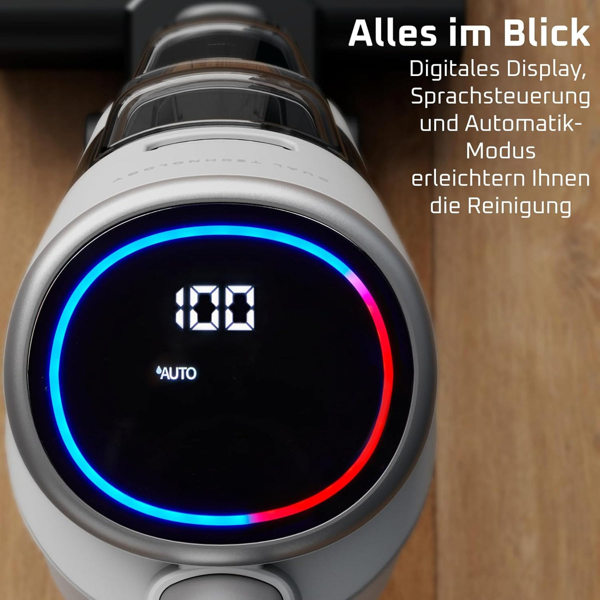 Rowenta X-Clean 5, 2-in-1 Nass- und Trockensauger, 3 Modi, präzise Reinigung, automatischer Erkennungsmodus, LED-Beleuchtung, selbstreinigend, Heißtrocknung, 50 Min. Laufzeit, Schneeweiß, GZ5557EE