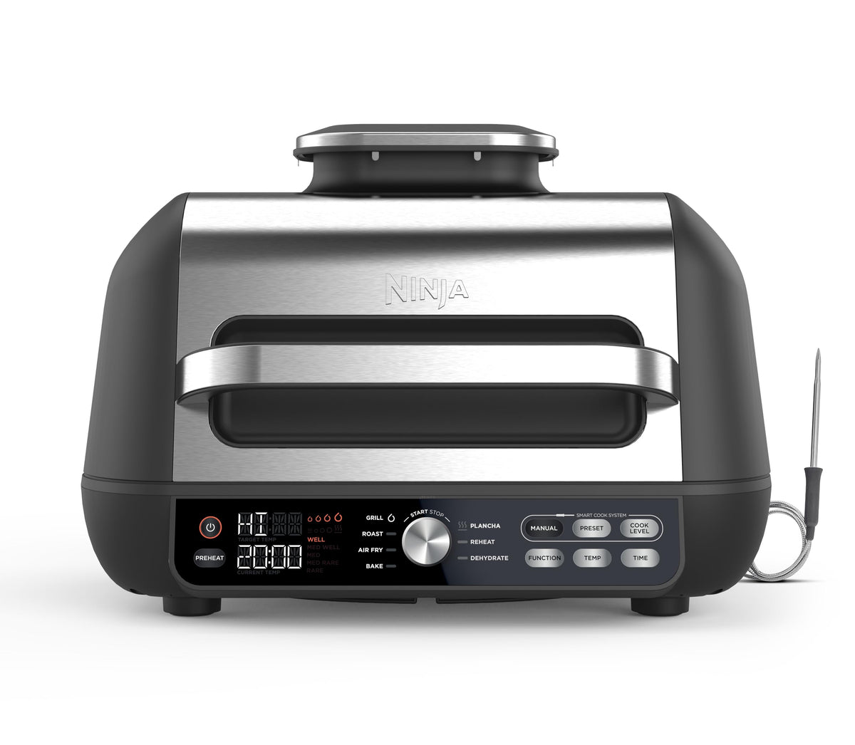 Ninja Foodi Grill & Airfryer, 5,7L Heißluftfritteuse, Air Fryer, spülmaschinenfeste Teile, 5-in-1, Schwarz/Silber AG301EU