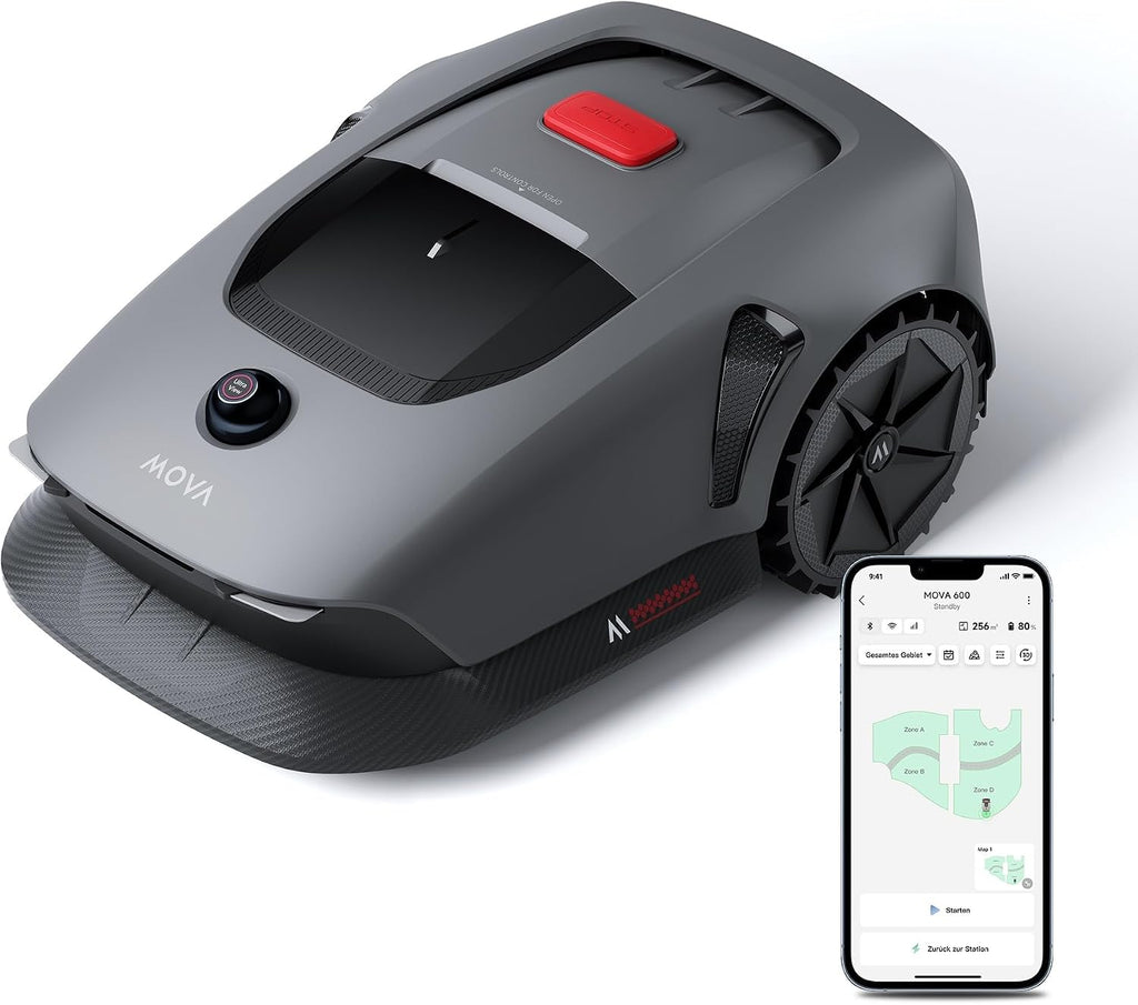 MOVA 600 Kit, Rasenmäher Roboter mit 81x Ersatzmesser, 360° 3D LiDAR Mähroboter ohne Begrenzungskabel & genaue Kartierung bis 800 m², Smarte Hindernisvermeidung, App-Steuerung, U-förmiges Schneiden