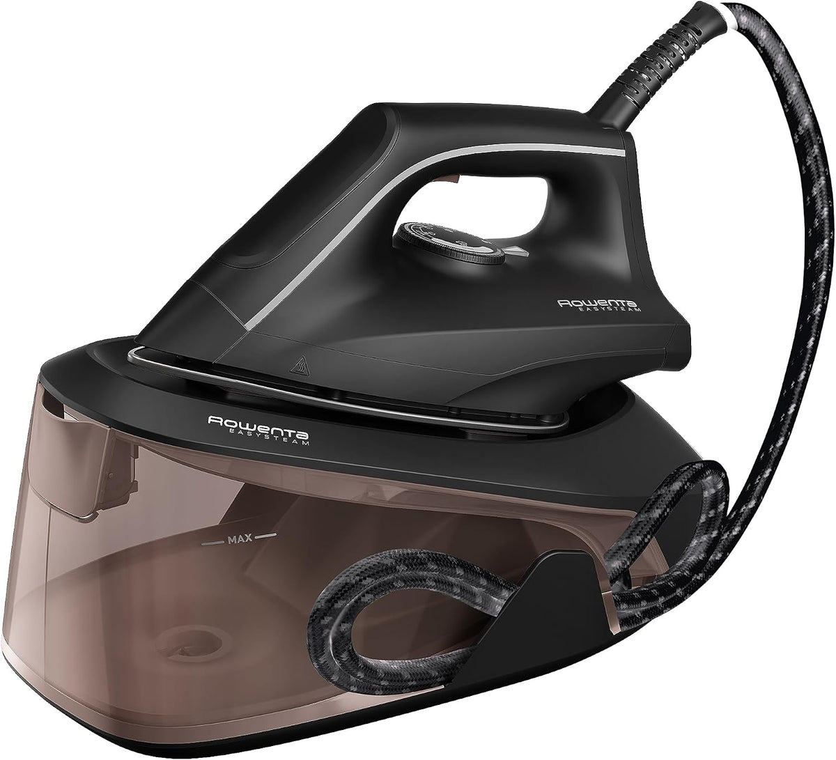 Rowenta VR5120 Easy Steam Dampfbügelstation, 2400 Watt, 110 g/Min. variabler Dampf, 210 g/Min. extra Dampfstoß, schnellaufheizend, 1,4 L Wassertank, Antikalk-System, Eco-Modus, Zimt/Schwarz