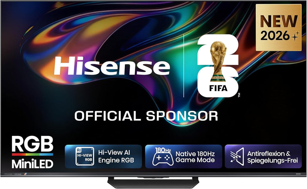 Hisense 65UR8DS Fernseher 65 Zoll, 4K UHD, RGB Mini LED, Smart TV, 180Hz, Hi-View AI Engine RGB, Dolby Vision.Atmos, AI RGB Lichtsensor, AI 4K Upscaler, AMD FreeSync Premium Pro, Tuned by Devialet