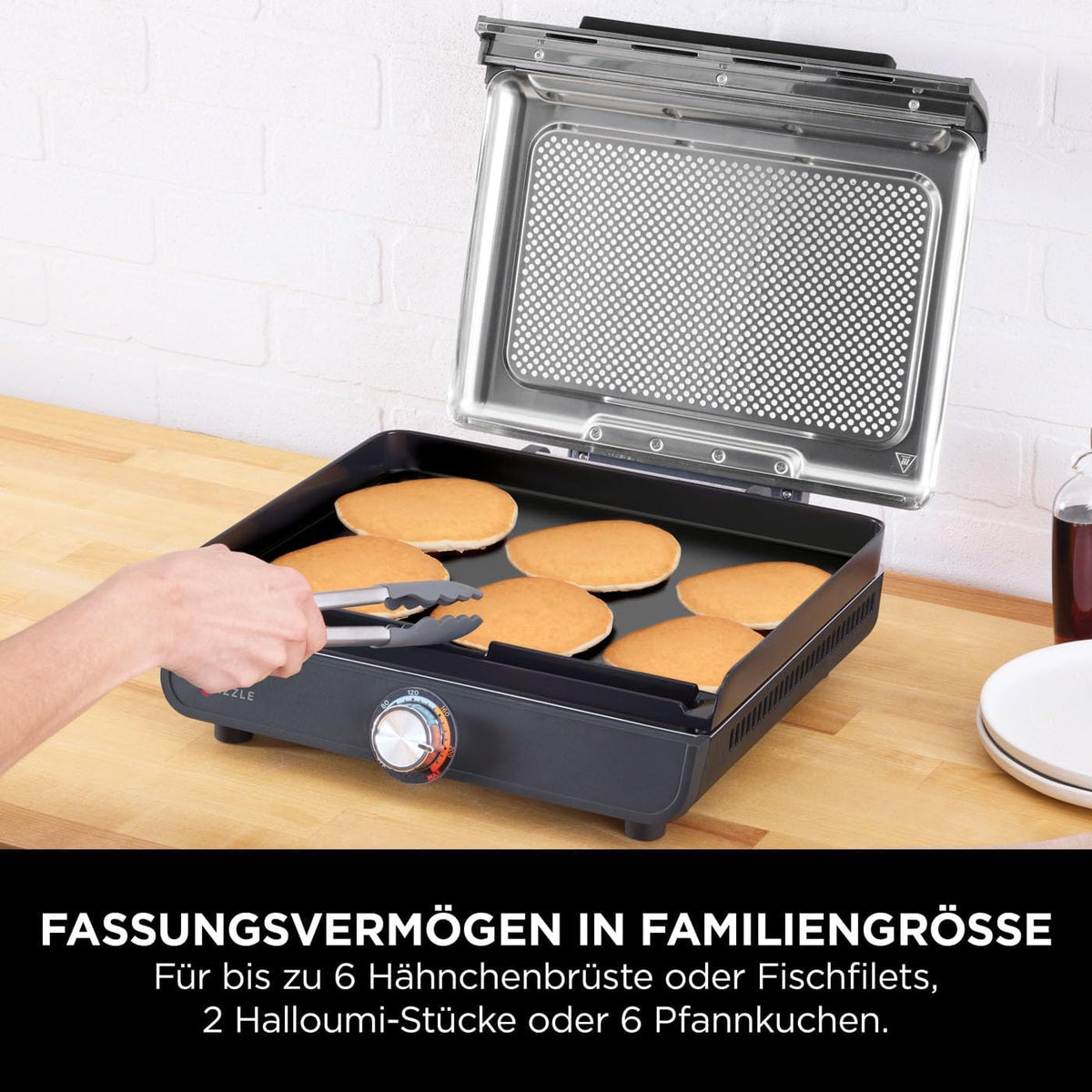 Ninja Sizzle Elektrogrill Indoor & Plancha (Flat Grill Plate) Grau GR101EU