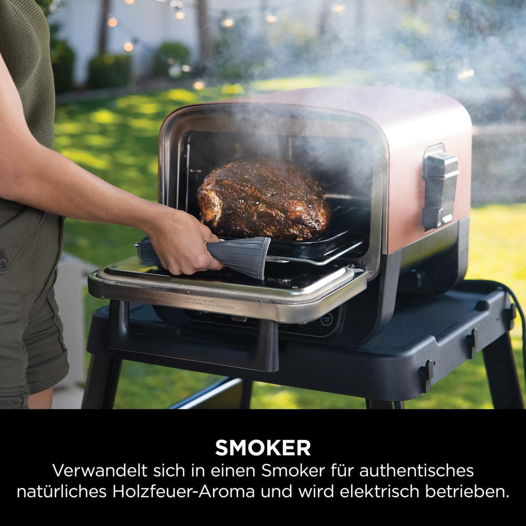 Ninja Woodfire Outdoor-Ofen, 8-in-1-Pizza- Ofen, BBQ-Smoker mit Bratrost