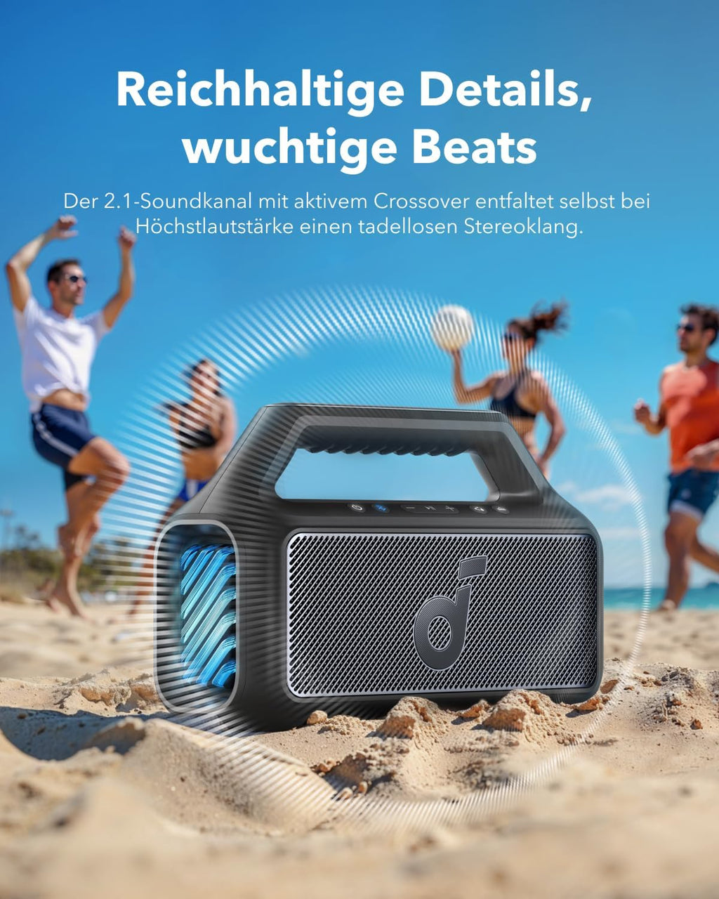 soundcore by Anker Boom 2 Outdoor Speaker, 80 W, Subwoofer, BassUp 2.0 | 24h Battery, IPX7 Waterproof & Floats, LED Light, EQ, BT 5.3, Mobile Bluetooth Speaker, Camping, Beach, Garden