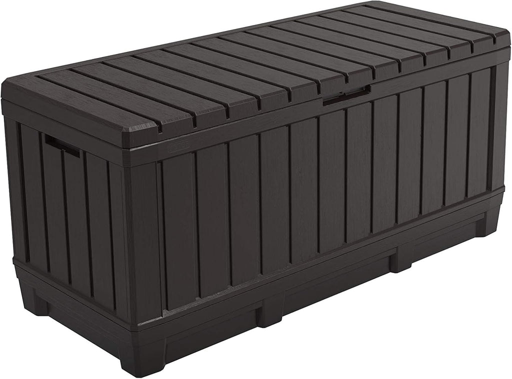 Koll Living Gartenbox Kentwood 350 Liter Stauraum anthrazit - kompakte Aufbewahrungsbox mit viel Platz für Sitzauflagen, Gartengeräte oder Kinderspielzeug - hält den Inhalt trocken & gut belüftet