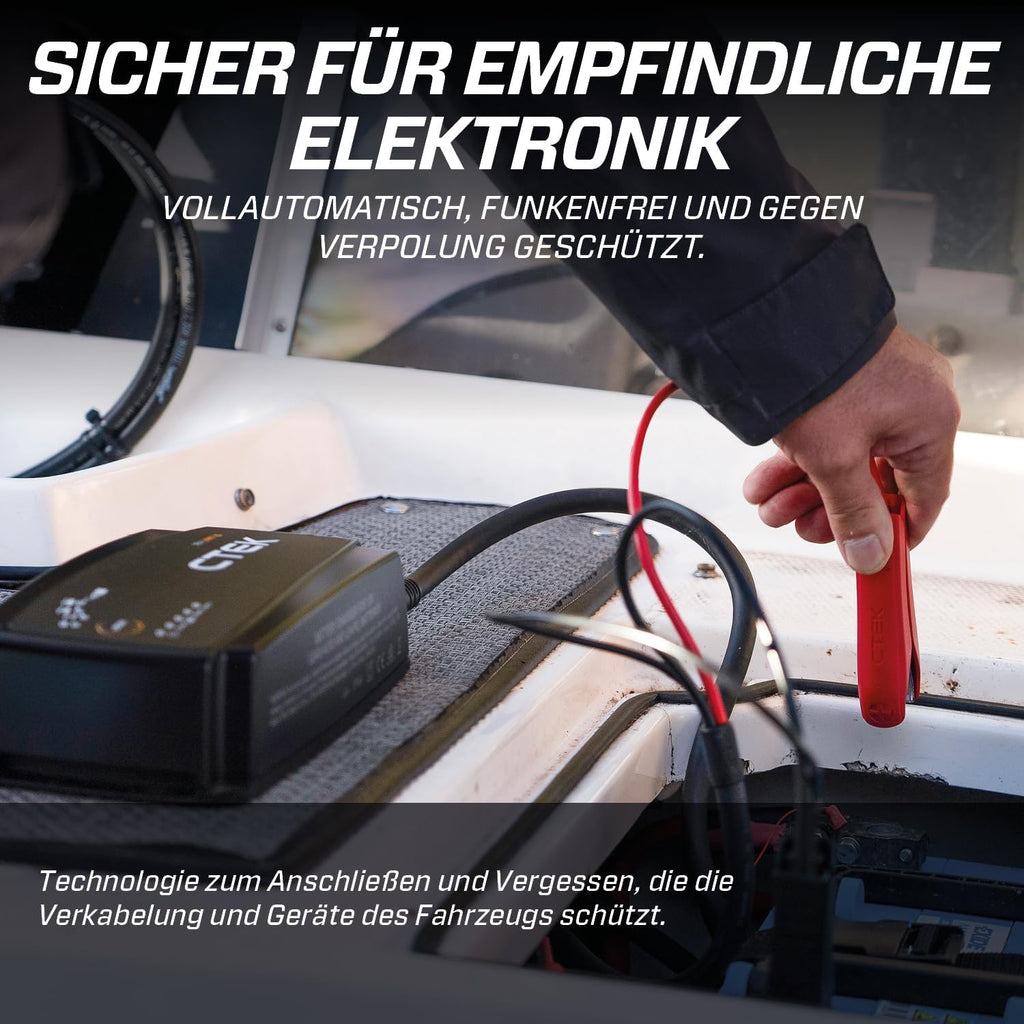CTEK NXT 15 Smart Battery Charger 12V 15A Lithium Compatible Reconditioning and Supply Mode Temperature Compensation Battery Maintenance Device for Motor Vehicles, Boats and RVs