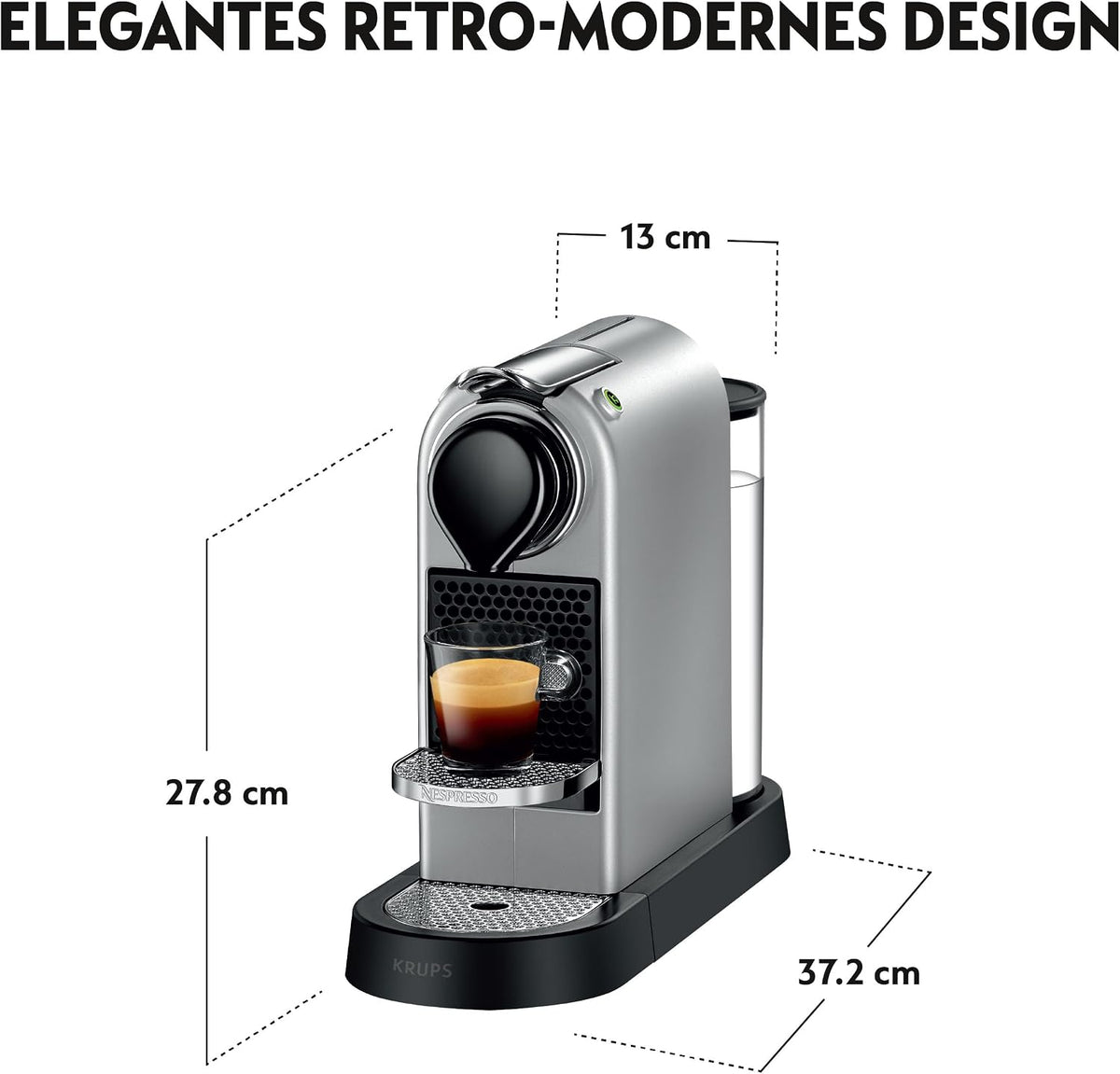 NESPRESSO KRUPS CitiZ Silber Original Kapselmaschine XN741B