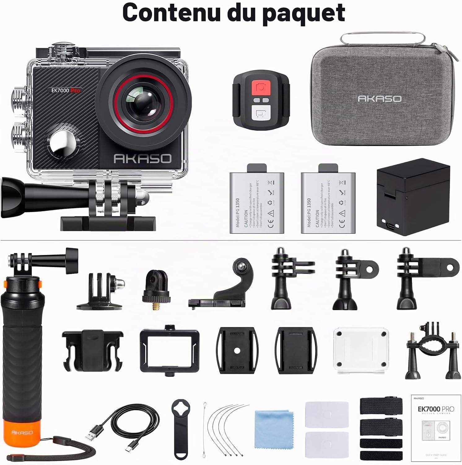 Akaso EK7000 Pro Action Cam 4K30FPS 20MP with Floating Handle Bag | WiFi 40M Underwater Camera Waterproof Ultra HD Touchscreen Adjustable Wide Angle Ice Action Cam with 2.4G Remote Control