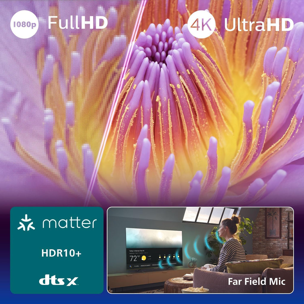 PHILIPS 55PUS7200 4K LED Smart TV - 55 Zoll Display mit Pixel Precise Ultra HD, Titan OS Plattform und Dolby Atmos Sound - Funktioniert mit Alexa und Google Sprachassistent
