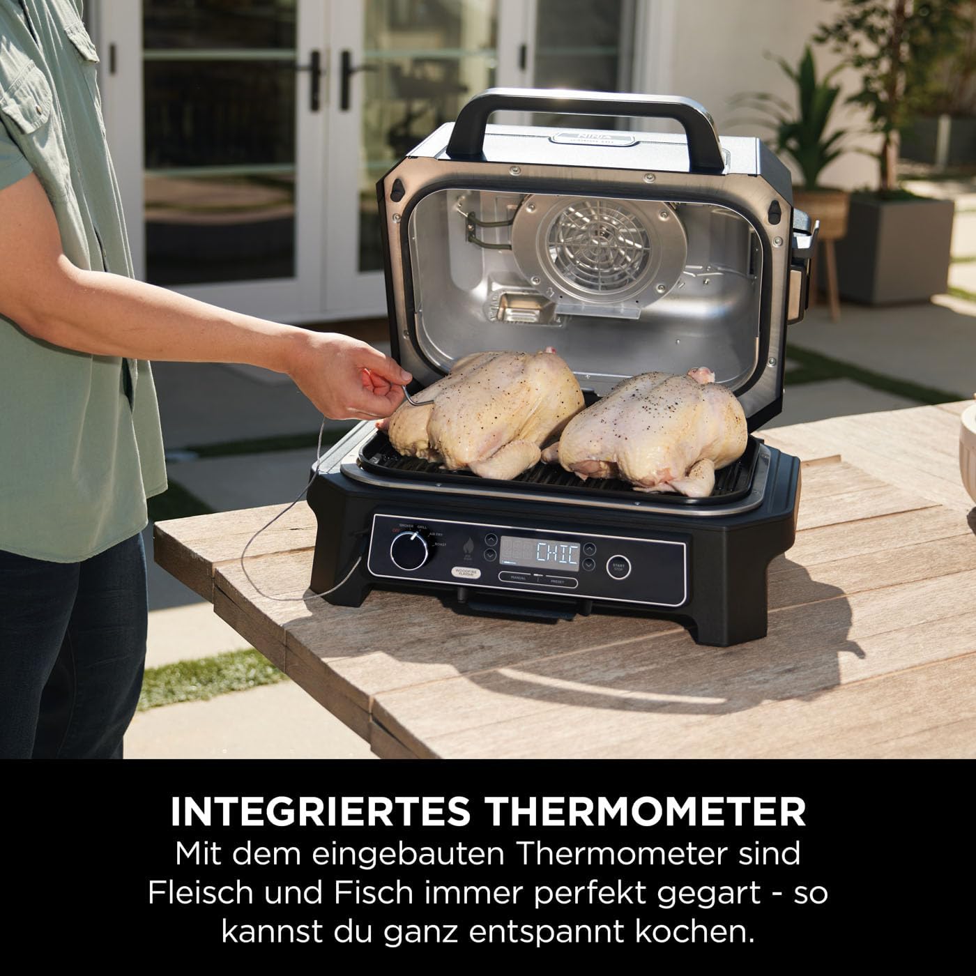 Ninja Woodfire Pro XL Elektrogrill, Holzfeuer-Pellets, wetterfest, OG850EU