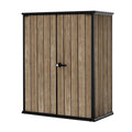 Keter Signature Gartenschrank aus wetterfestem Kunststoff mit Metallverstärkung 1400 Liter Stauraum, abschließbar, Rosenholz-Design