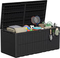 Amopatio Auflagenbox 680 Liter, Gartenbox XXL Wasserdicht aus Resin, Kissenbox für Balkon, Garten & Terrasse, Aufbewahrungsbox Wetterfeste mit Gasdruckfeder, Schwarz
