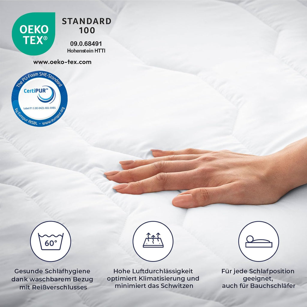 PURAMED Taschenfederkernmatratze 90x200 cm | Härtegrad H3 | Höhe 20 cm | ergonomische 7-Zonen Matratze | waschbarer Mikrofaser-Bezug | Oeko-TEX® & CertiPUR Zertifiziert | produziert in Deutschland