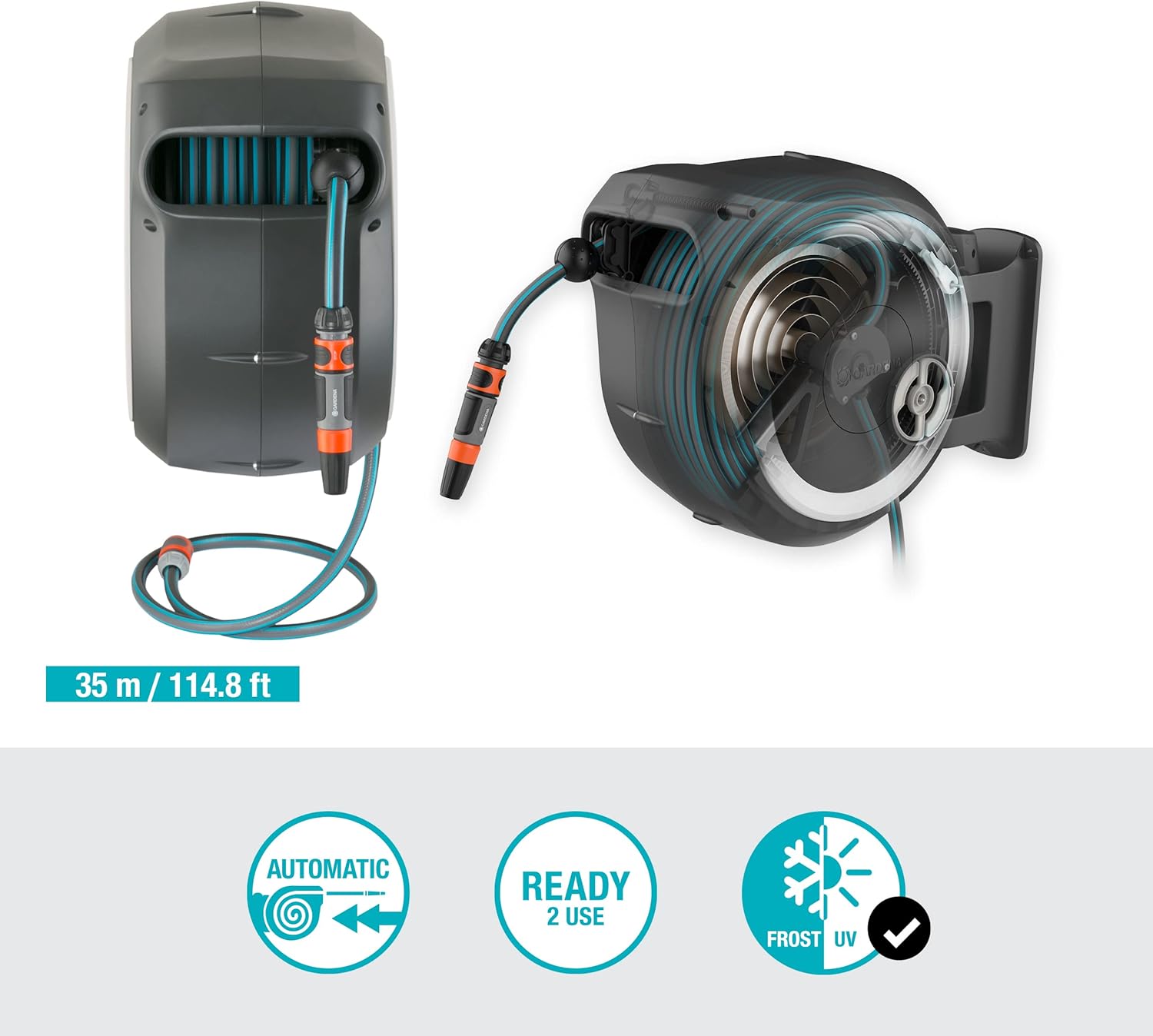 Gardena Wand-Schlauchbox Rollup XL, weiß, 35 m