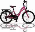 20 Zoll Kinderfahrrad 6-Gang Shimano und Alufelgen Rosa-Weiss TMU