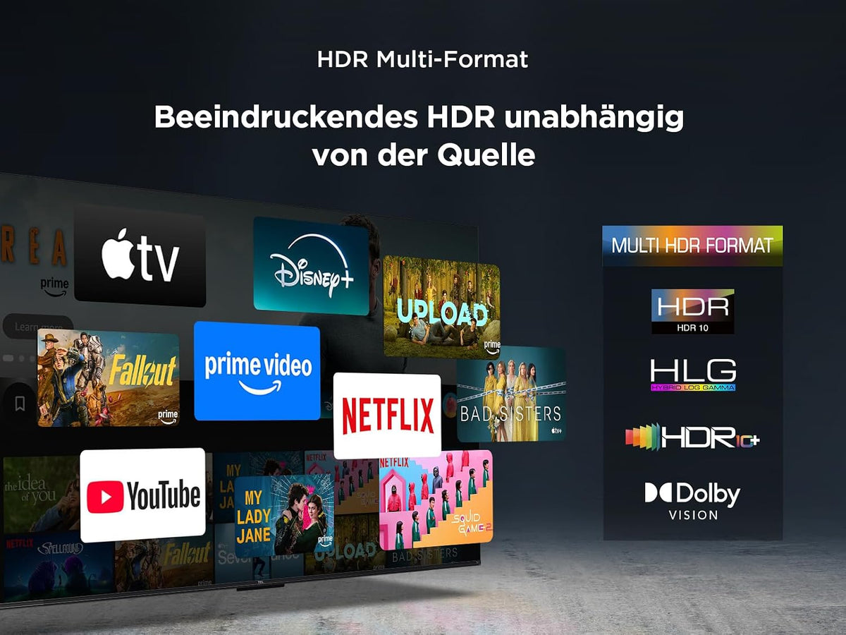 TCL 50T6C 50 Zoll QLED Fernseher, 4K UHD Fire TV, HDR10+, Dolby Vision & Atmos, Smart TV mit Sprachsteuerung mit Alexa, Google Cast & AirPlay 2