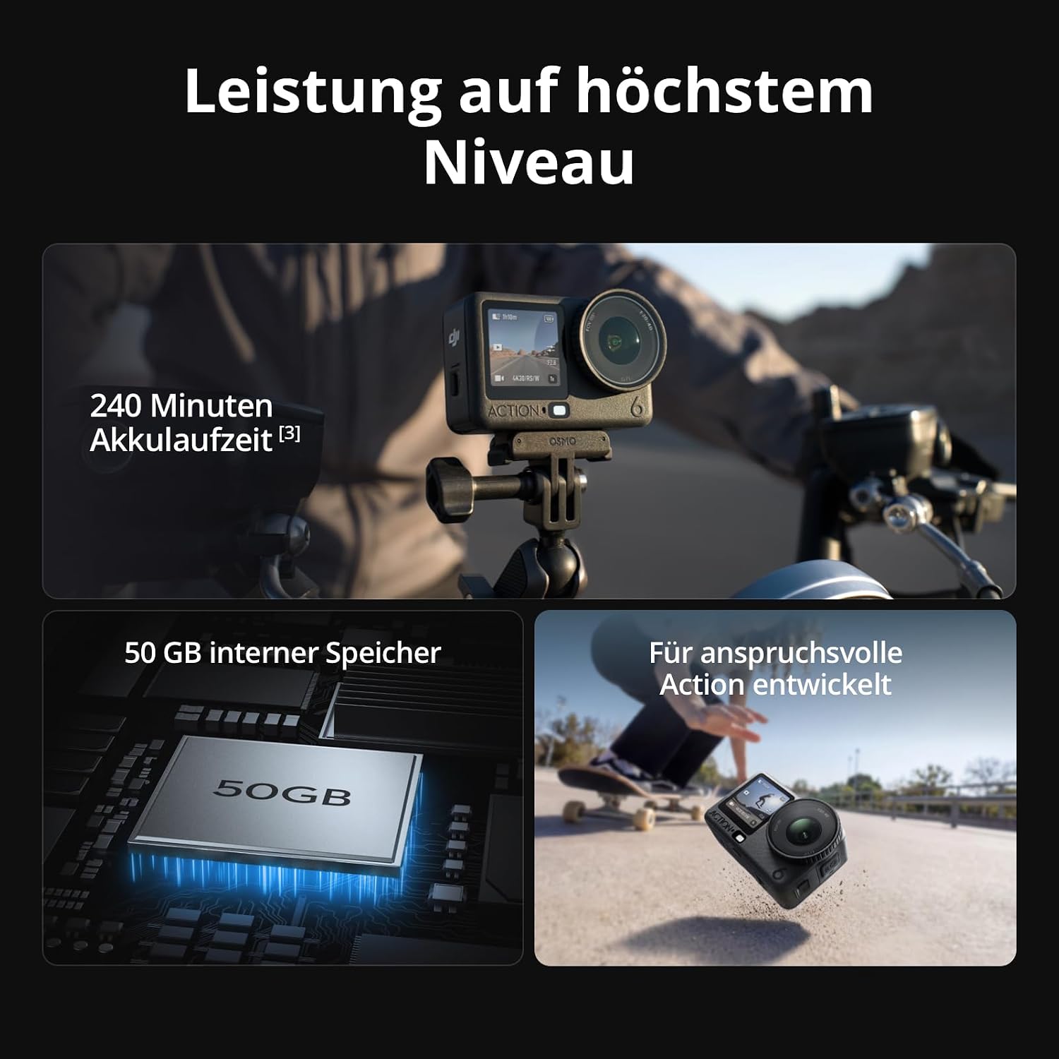 DJI Osmo Action 6 Standard-Combo, 8K-Action-Cam für den täglichen Einsatz
