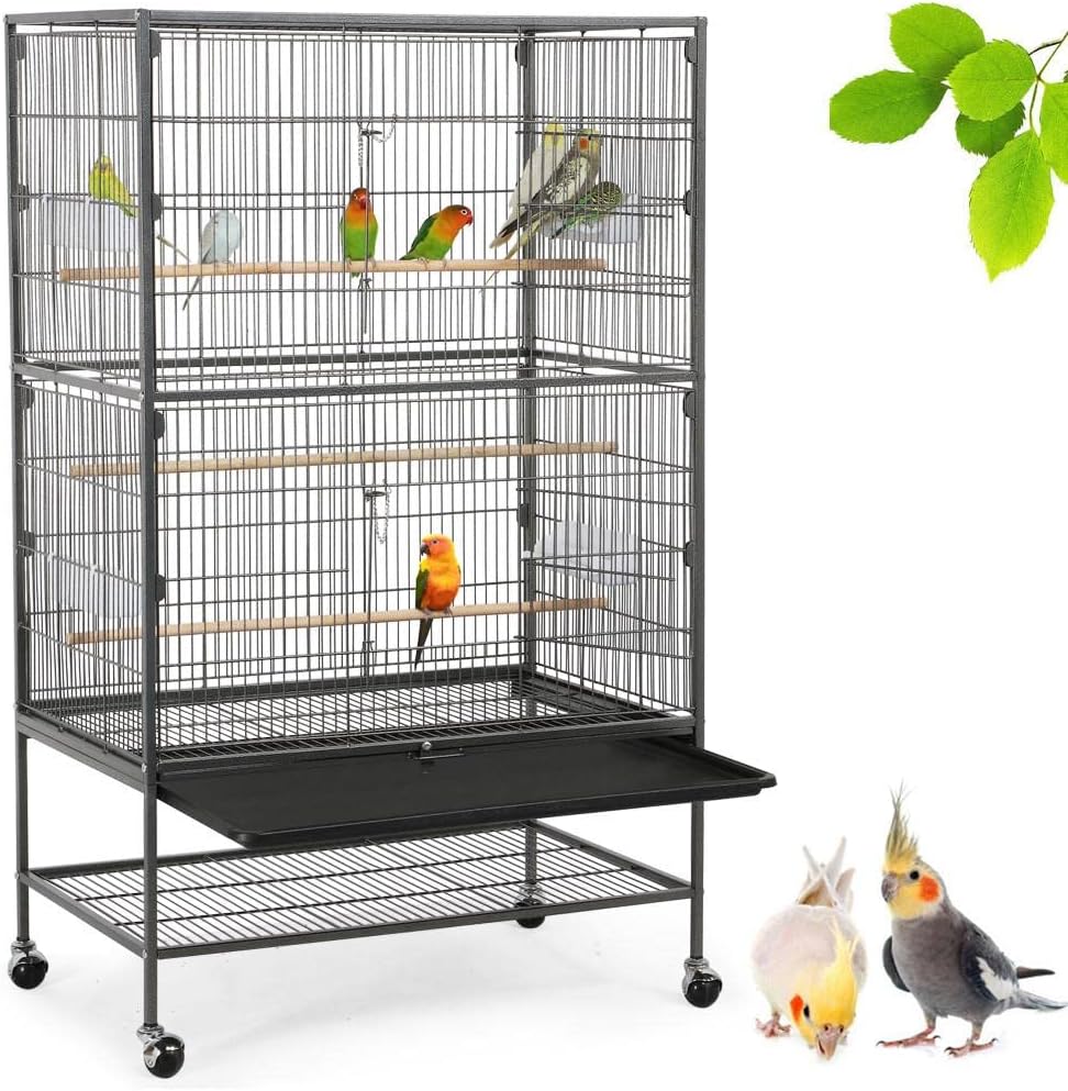Yaheetech Bird Aviary, Budgie Cage, Rodent Cage Made from Metal Bird Cage with Dirt Tray Insert for Cockatiels, Parrots, Pigeons, Parakeets, Finches