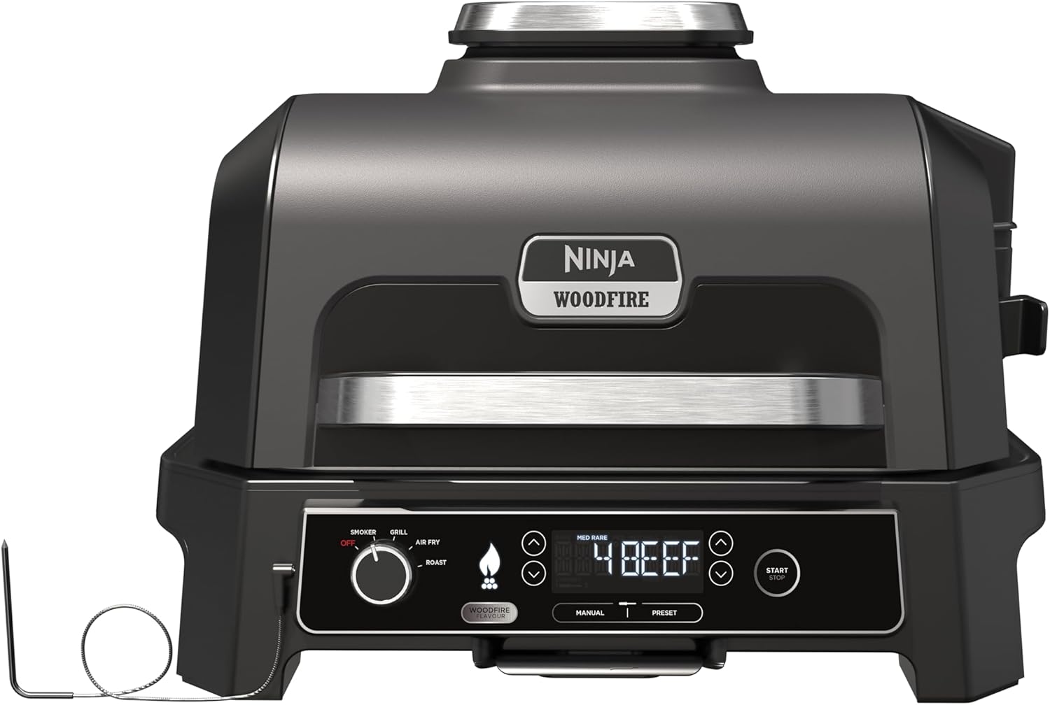 Ninja Woodfire Pro XL Elektrogrill, Holzfeuer-Pellets, wetterfest, OG850EU