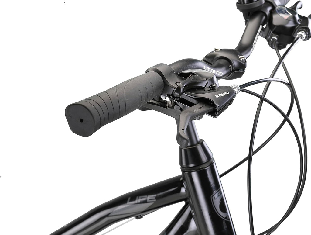 Licorne Bike Premium Trekking Bike in 28 Zoll - Fahrrad für Jungen, Mädchen, Damen und Herren - Shimano 21 Gang-Schaltung - Mountainbike - Crossbike - Life-L-V - Schwarz/Grau