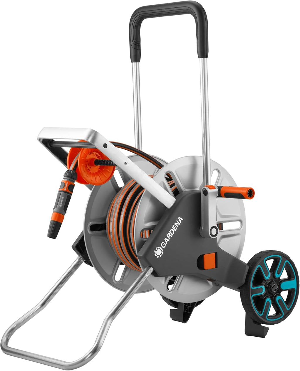Gardena CleverRoll M Easy Metall Set: Schlauchwagen mit 60 m Kapazität, sehr standfest, stabile Schlauchführung, inkl. 25m Schlauch (18547-20)