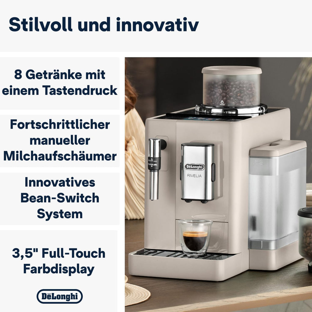 De'Longhi Rivelia - Kaffeevollautomat 8 Getränke Beige