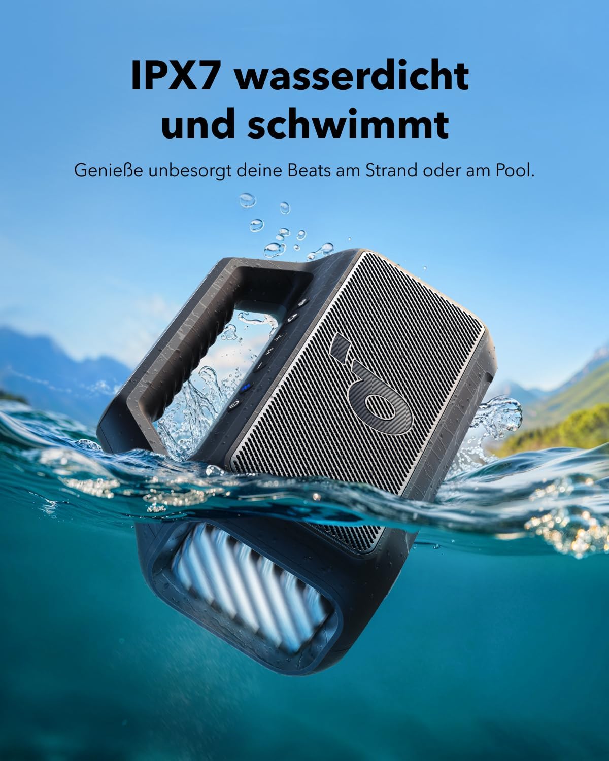 soundcore by Anker Boom 2 Outdoor Speaker, 80 W, Subwoofer, BassUp 2.0 | 24h Battery, IPX7 Waterproof & Floats, LED Light, EQ, BT 5.3, Mobile Bluetooth Speaker, Camping, Beach, Garden