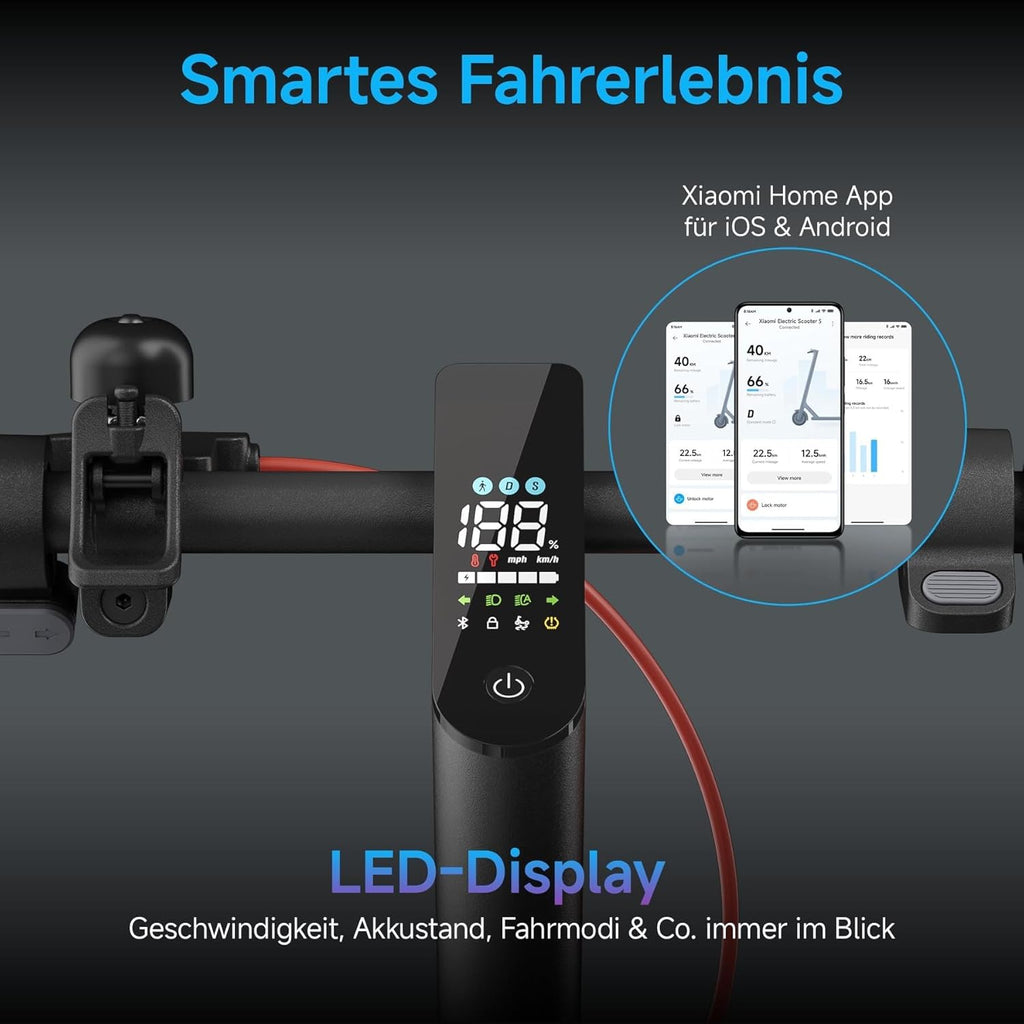 Xiaomi Electric Scooter 5 E-Scooter mit ABE, bis zu 60 km Reichweite, 350 W Motor, 10 Zoll Luftreifen, Vorderradfederung, LED-Display, Blinker, Anthrazit** (Copy)