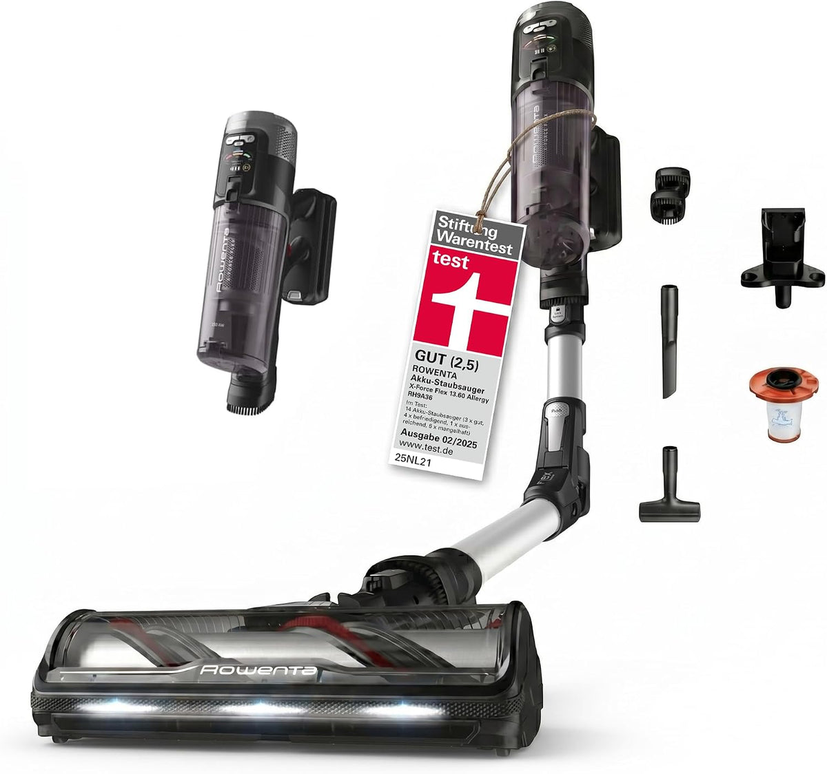 Rowenta X-Force Flex 13.60 Aspirateur sans fil, modèle allergique, Puissance de nettoyage profonde, Articulation Flexible, 150 Air W, jusqu'à 60 Minutes d'autonomie, fabriqué en France, RH9A36WV