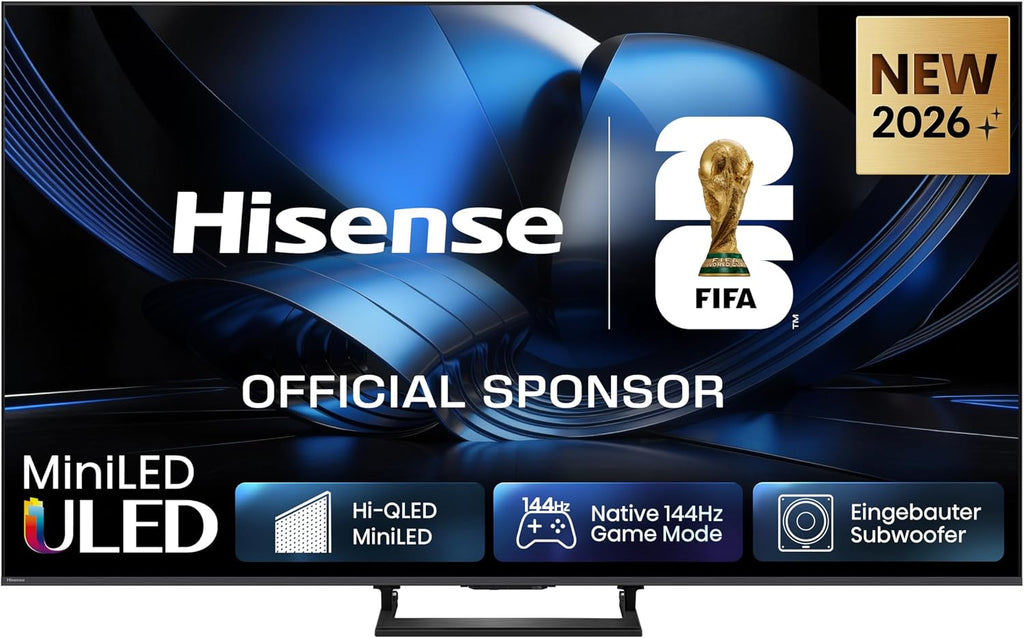 Hisense 55U7DSE Fernseher 55 Zoll, 4K UHD, Hi-QLED Mini LED, Smart TV, 144Hz, Hi-View AI Engine, IMAX Enhanced, AI Lichtsensor, Dolby Vision.Atmos, Tuned by DeVialet, FreeSync Premium Pro [2026]