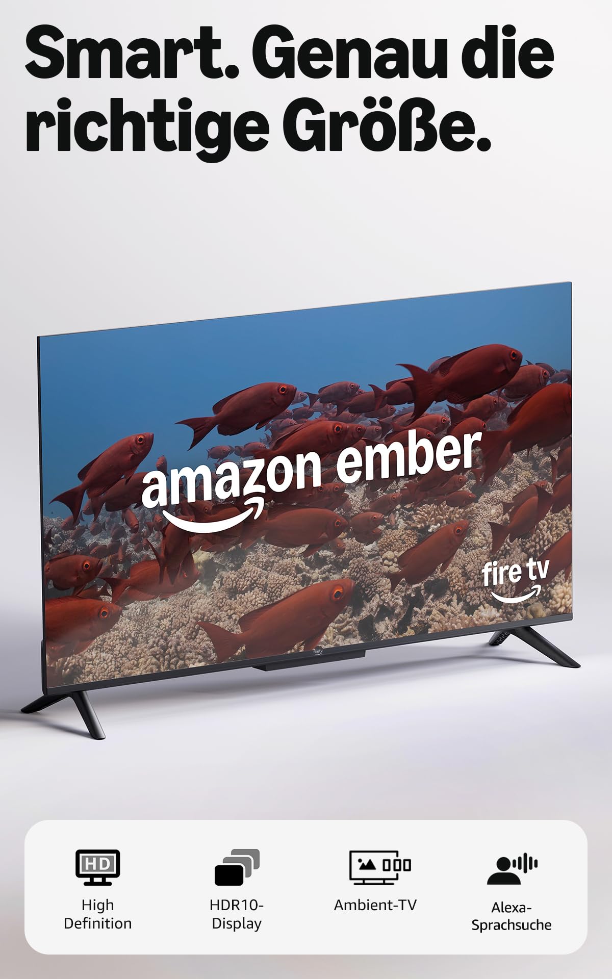 Amazon Ember 2-Serie mit Fire TV (neueste Generation), 32-Zoll-Smart-TV in HD mit Alexa-Fernbedienung, schnellem Streaming, Dolby Audio, Ambient-TV und kostenlosem Live-TV