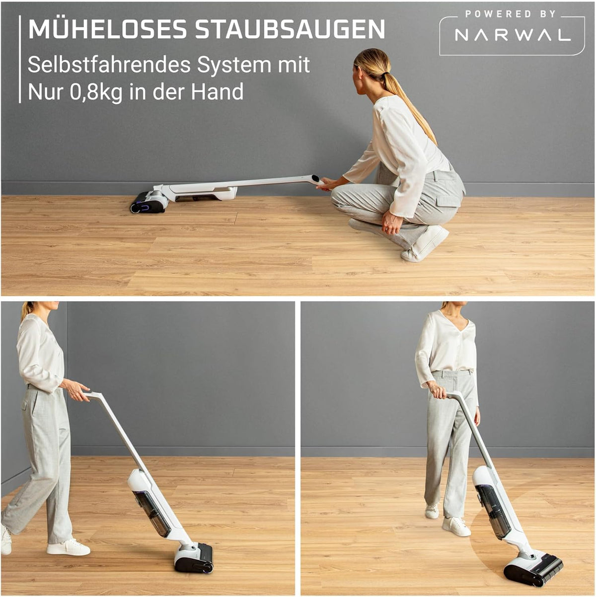 Rowenta X-Clean 10, kabelloser Akku-Nass-Trockensauger, Saugwischer selbstreinigend und -trocknend, Nasssauger Ultraleicht: nur 0,8 kg in der Hand, Waschsauger mit 60 min Laufzeit, weiß, YY5785FE