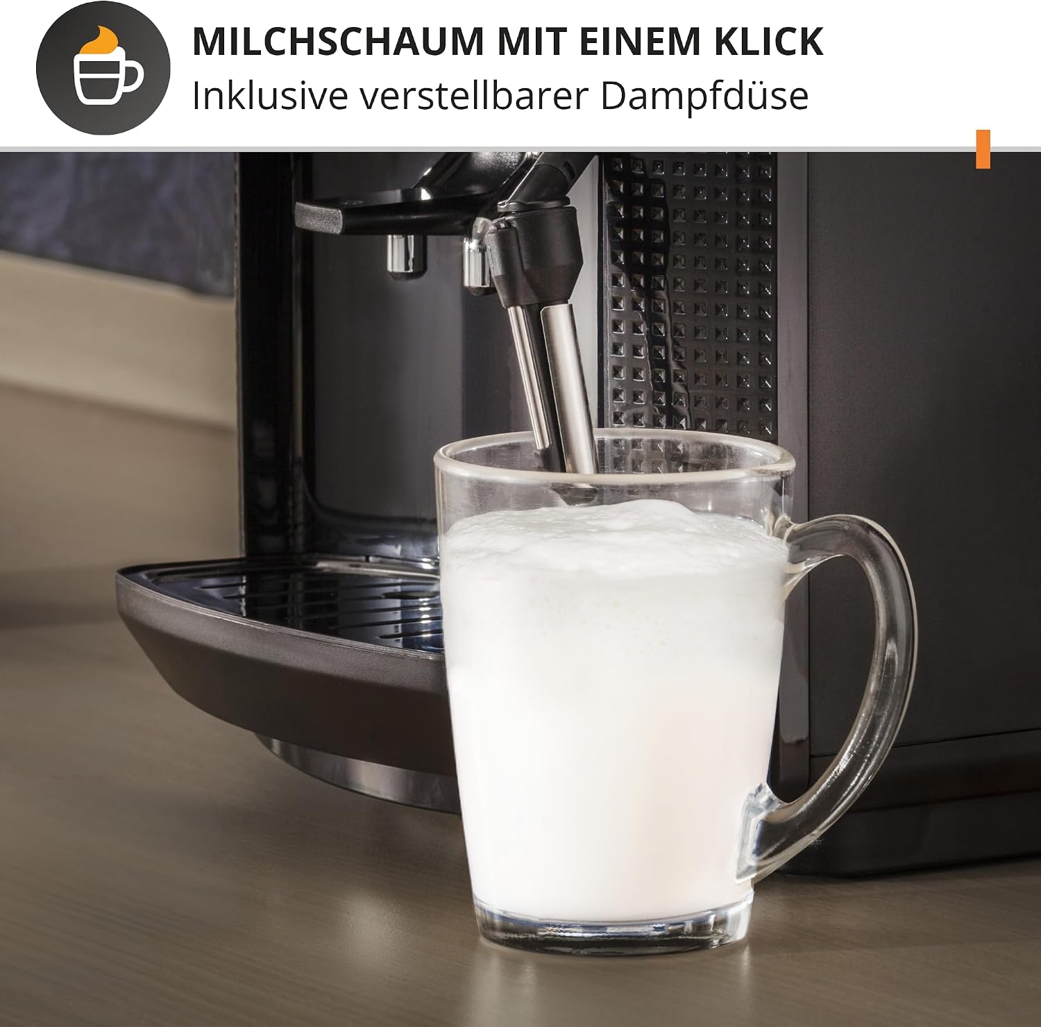 KRUPS Arabica Picto Kaffeevollautomat, kompaktes Design, einfache Bedienung, intuitiv einstellbarer Drehregler, Milchschaumdüse, 2-Tassen-Funktion, Kaffeemaschine, Schwarz, EA810870