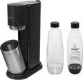 SodaStream Duo Sprudelmaschine, mit 1 Liter wiederverwendbarer BPA-freier Kunststoff-Wasserflasche, 1 L Glaskaraffe zum Karbonisieren und 60 Liter CO2-Gasflasche mit Schnellanschluss, Weiß