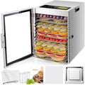 Kwasyo Dehydrator Stainless Steel, Double Fan 360° Efficient Dry, Dehydrator 12 Levels, 20-90°C Temperature Control, 24 Hour Timer, Overheating Protection, Recipe Book for Meat, Fruit, Vegetables,o