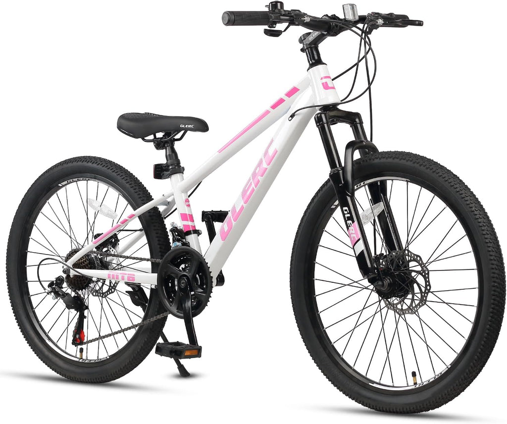 Glerc Skyline 20-24-Zoll Kinder Mountainbike für Jungen Mädchen, Kinderfahrrad für 6-18 Jahre alte Teenager, 21 Speed-Fahrrad mit vorderer Aufhängung & Scheibenbremsen, mehrere Farben