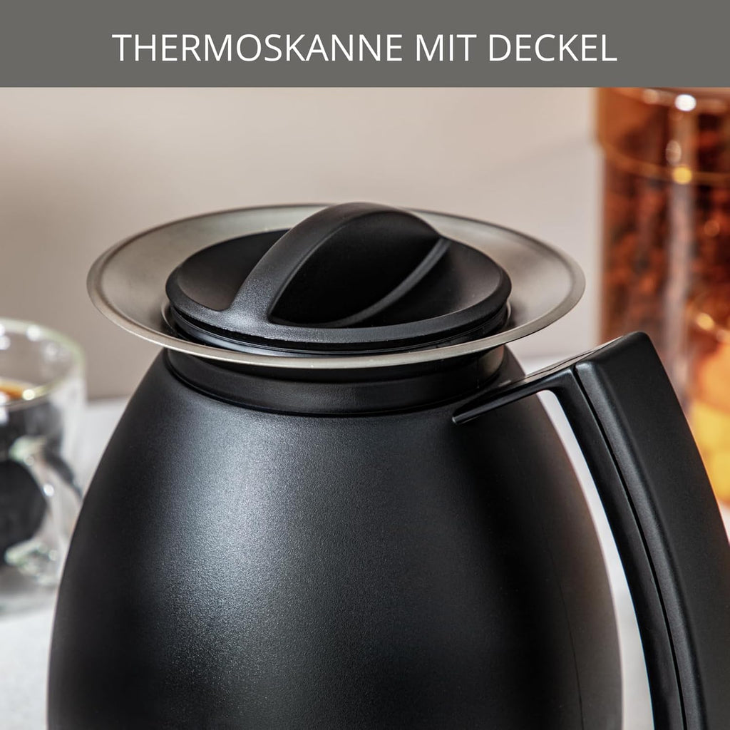 KRUPS Duothek Thermo Filterkaffeemaschine, zwei separate Isolierkannen und Brühvorgänge, sehr gute Isolierleistung, Ein-und-Aus-Schalter mit Kontrolleuchten, 2 x 8 Tassen, Schwarz, KT8501
