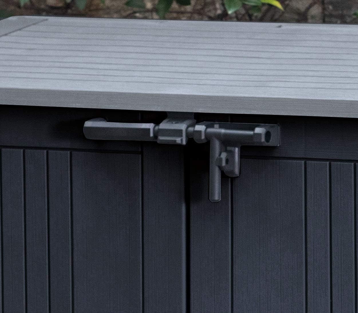 Keter Store It Out Nova Plastic Tool Shed, External Dimensions: 132 x 71.5 x 113.5 cm, 880 L Capacity, Dark Grey, Suitable for 2 x 120 L Wheelie Bins, Weatherproof, Lockable