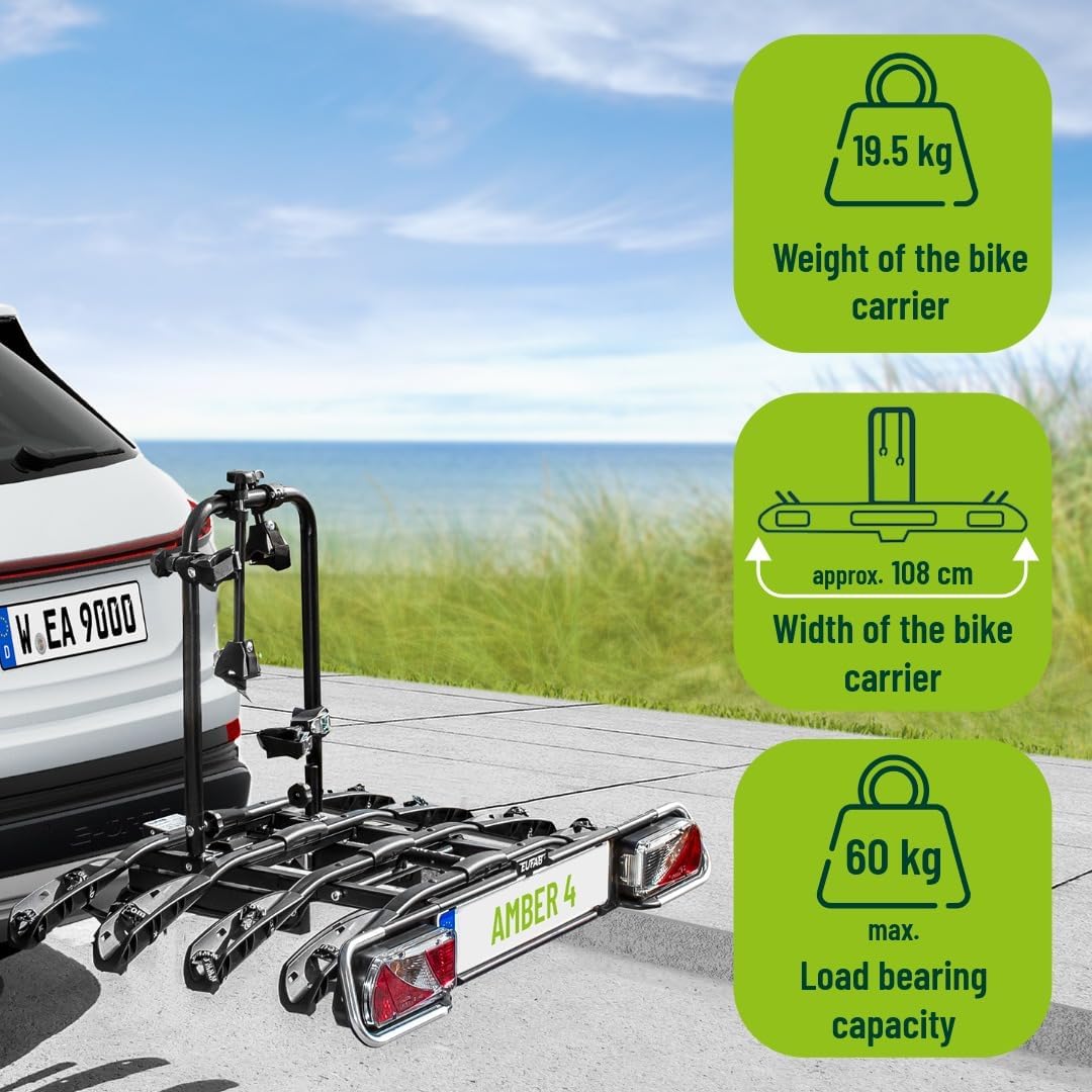 Eufab 11556 bicycle carrier Amber 4, black, approx. 102 x 83 x 72 cm.