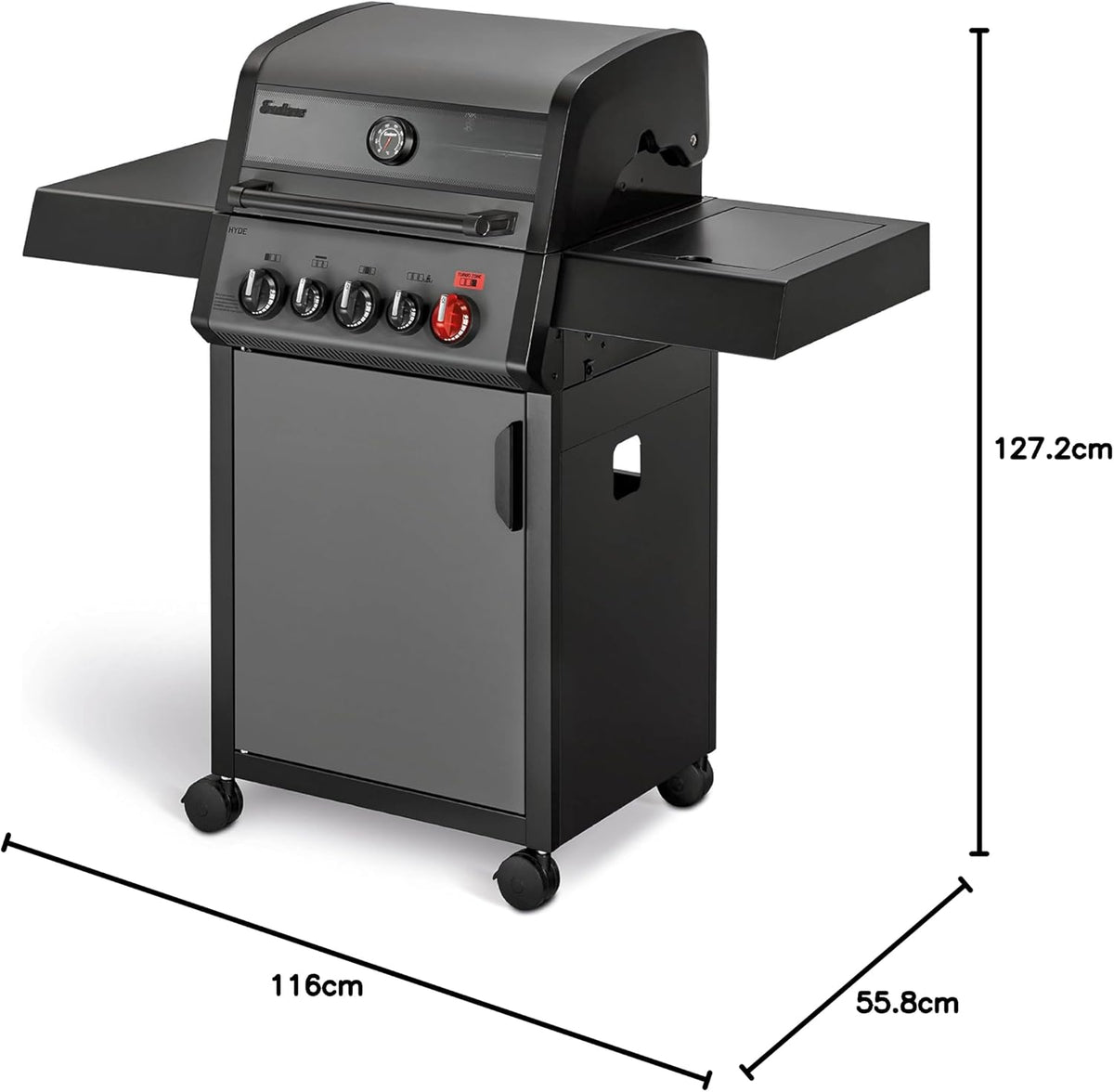 Enders® Gasgrill HYDE 3 SIKR Turbo, 3 Brenner aus Edelstahl für kraftvolles direktes und indirektes Grillen, 800 °C TURBO ZONE™, SWITCH GRID™, Infarot-Backburner und Seitenkocher, #8040