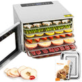Kwasyo Dörrautomat Edelstahl DA 1000, XXL-Dörrfläche 1,8 m², Dörrgerät Temperatur einstellbar 30-90℃, LED-Display, 24 Std, BPA-frei, mit Rezeptheft, 10 Edelstahl-Dörrtablettso