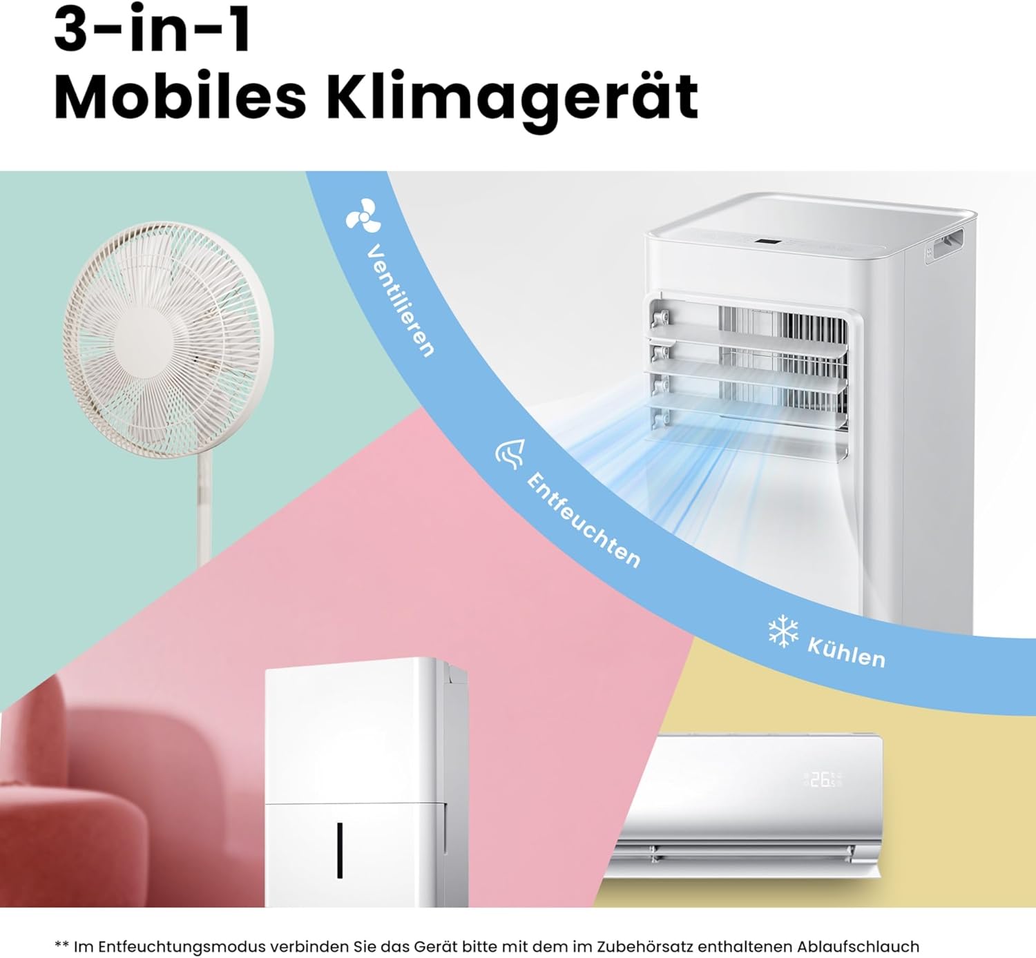 Comfee Breezy Cool Pro 2.6 Mobiles Klimagerät 9.000 BTU – A, R290, App & Alexa, Weiß (Copy)