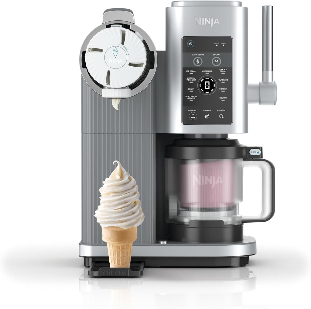 Ninja CREAMi Scoop & Swirl Eismaschine mit 2 Behältern Platinsilber NC701EU