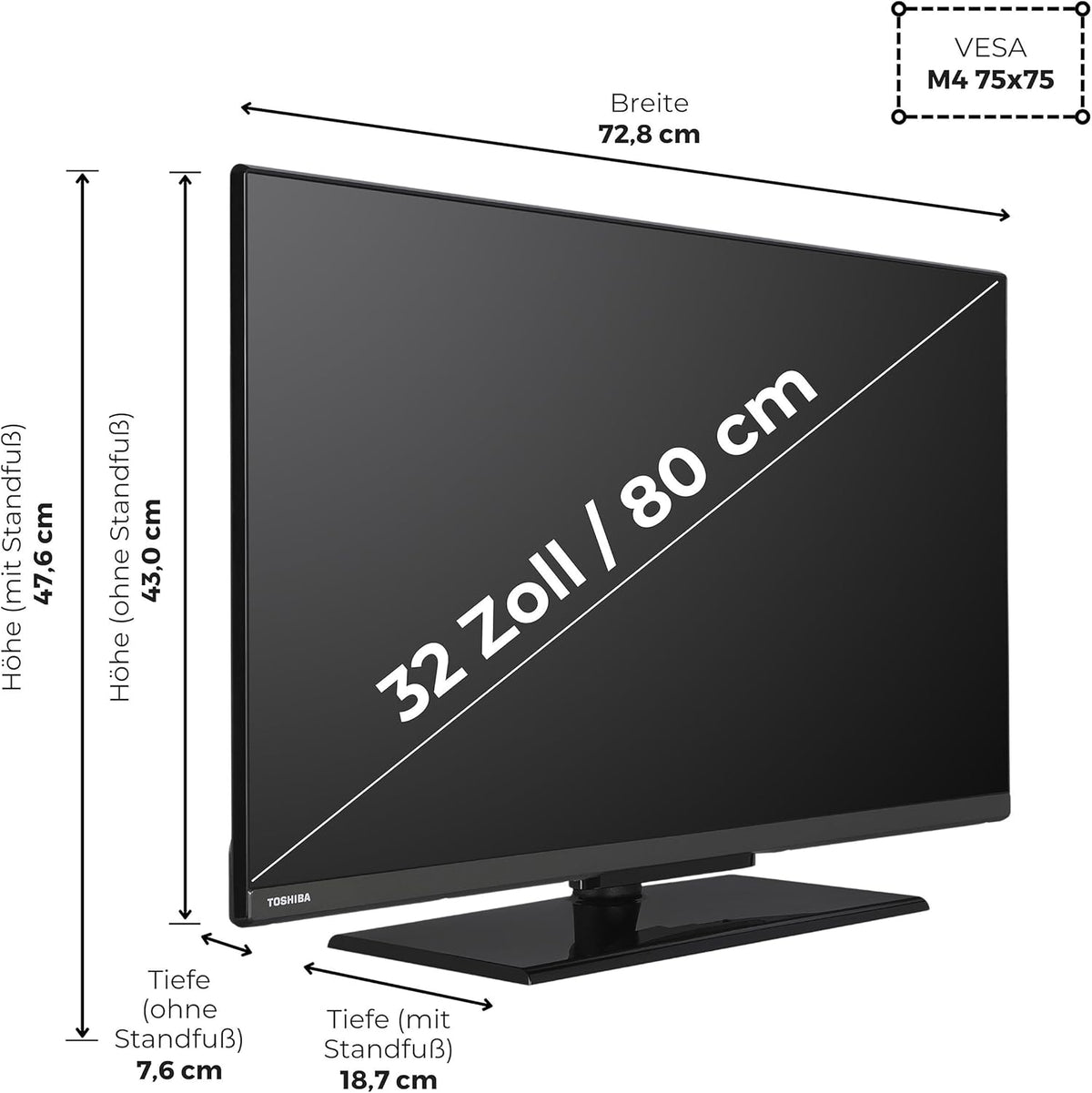 Toshiba 32LV3F63DAZ Fernseher 32 Zoll VIDAA Smart TV mit Full HD Auflösung