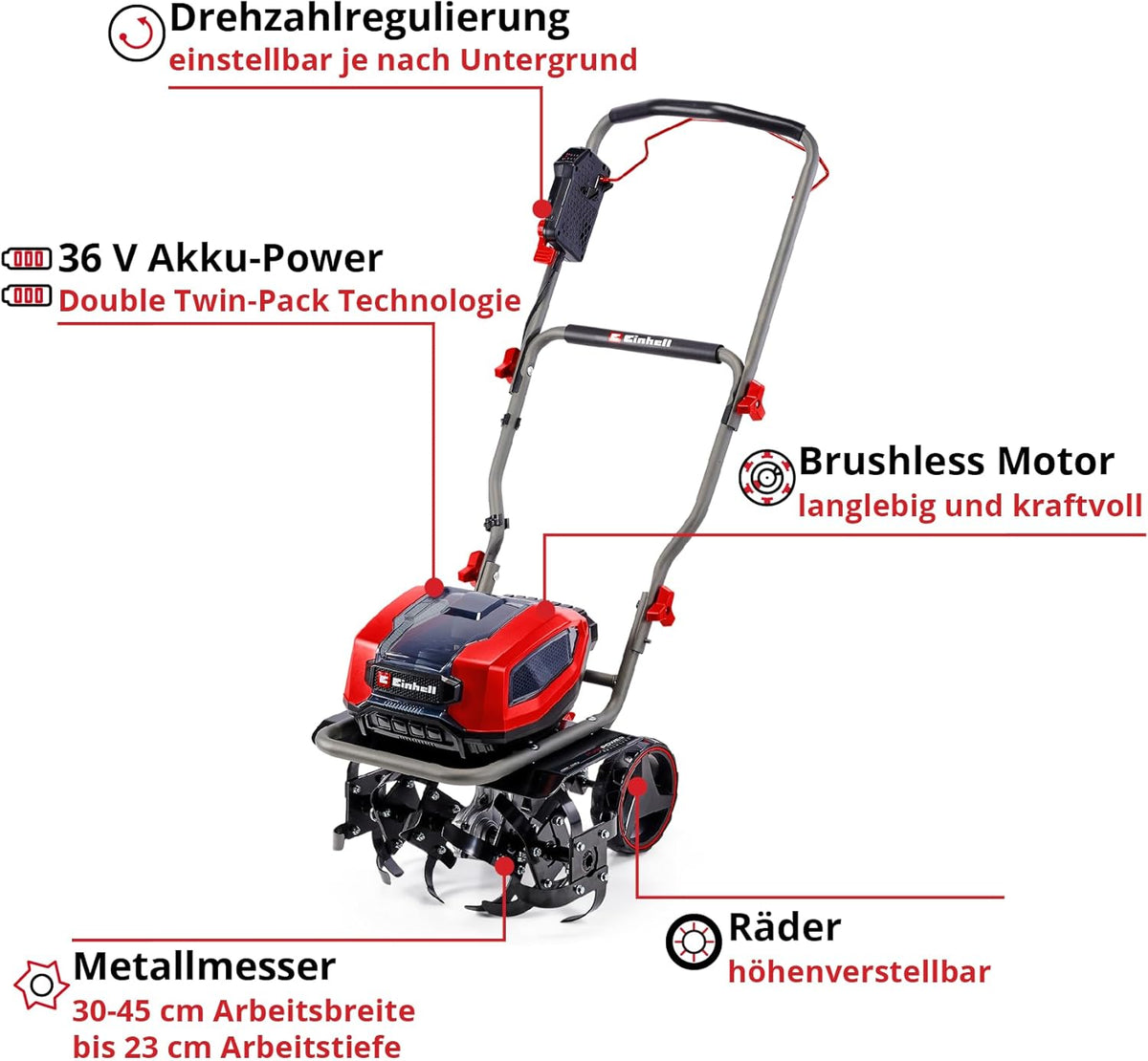Einhell Akku-Bodenhacke GP-CR 36/45 Li E BL- Solo